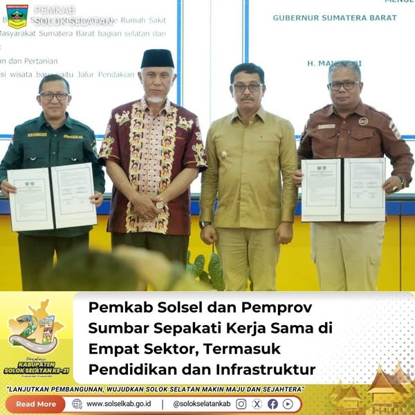 Pemkab Solsel dan Pemprov Sumbar Sepakati Kerja Sama di Empat Sektor, Termasuk Pendidikan dan Infrastruktur