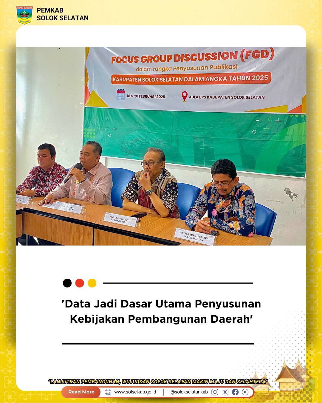 Data Jadi Dasar Utama Penyusunan Kebijakan Pembangunan Daerah'