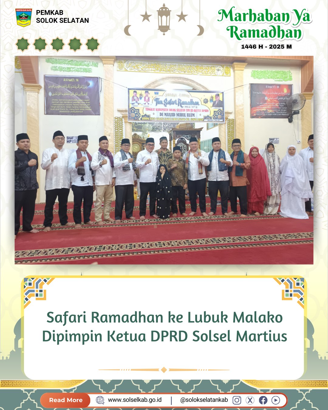 Safari Ramadhan ke Lubuk Malako Dipimpin Ketua DPRD Solsel Martius