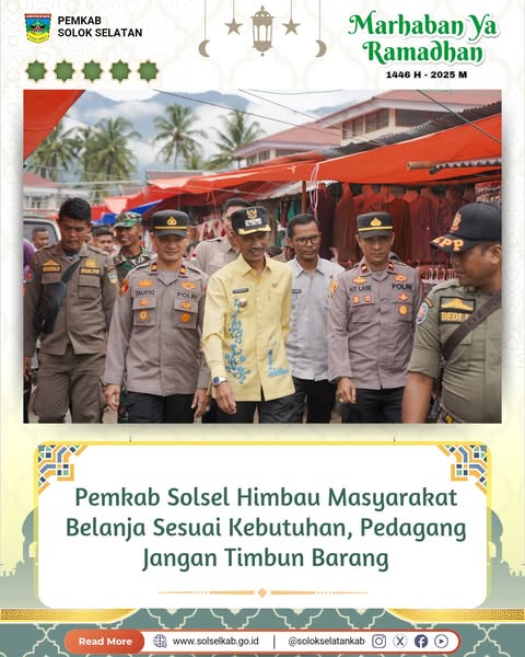 Pemkab Solsel Himbau Masyarakat Belanja Sesuai Kebutuhan, Pedagang Jangan Timbun Barang