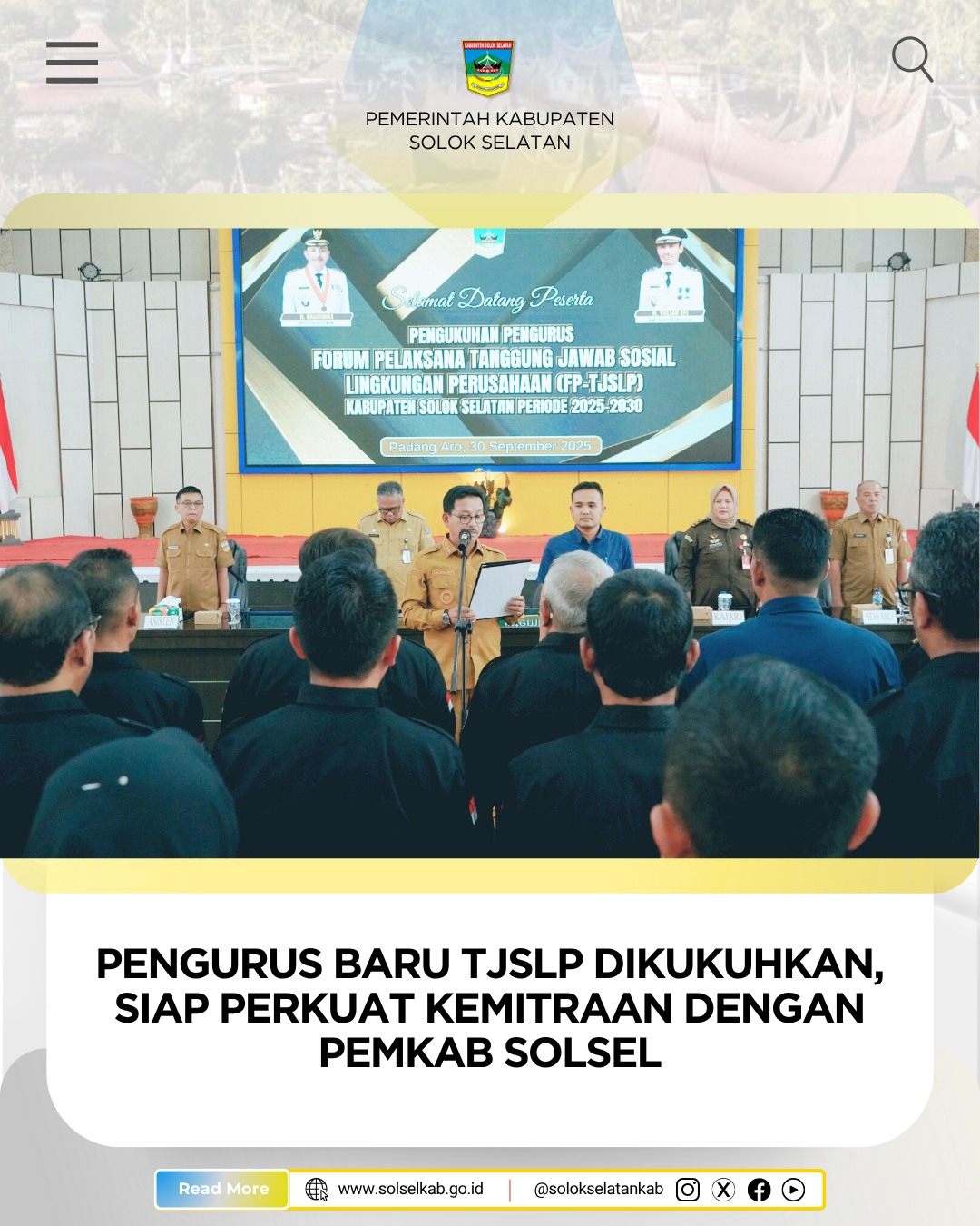 Pengurus Baru TJSLP Dikukuhkan, Siap Perkuat Kemitraan dengan Pemkab Solsel
