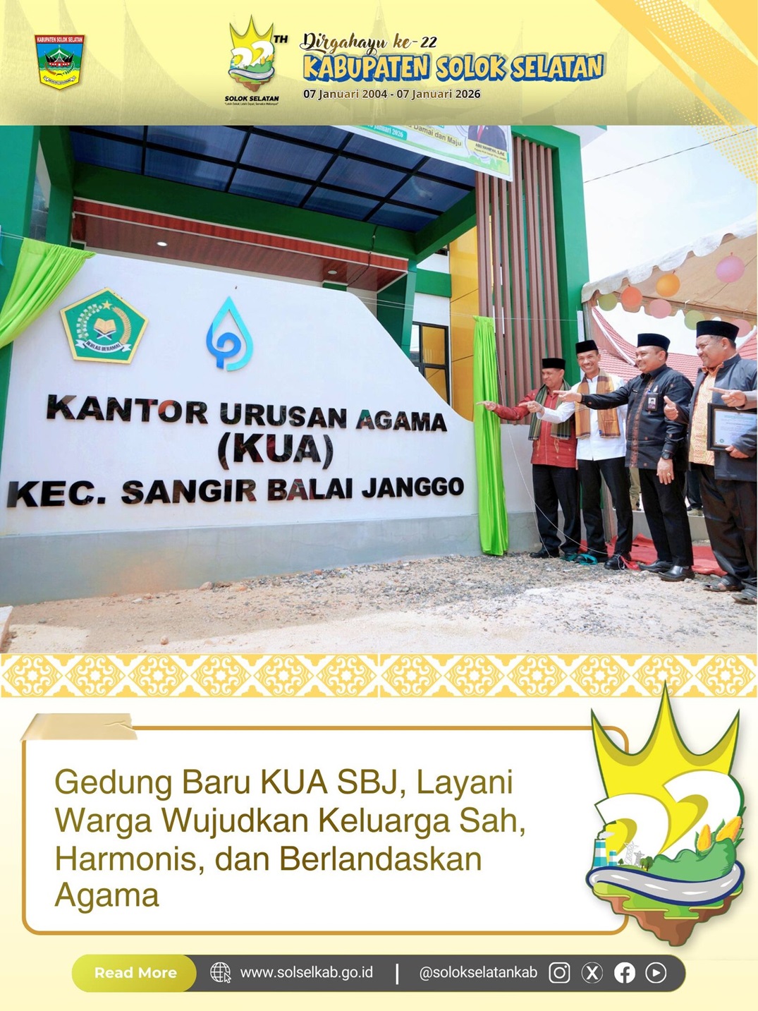 Gedung Baru KUA SBJ, Layani Warga Wujudkan Keluarga Sah, Harmonis, dan Berlandaskan Agama