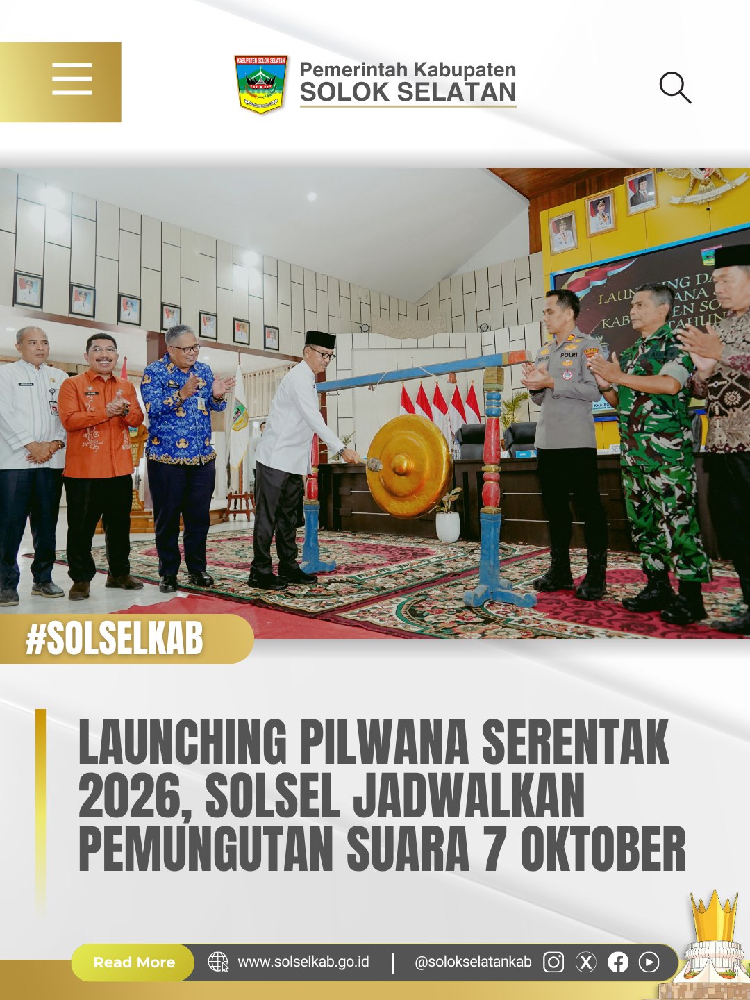 Launching Pilwana Serentak 2026, Solsel Jadwalkan Pemungutan Suara 7 Oktober