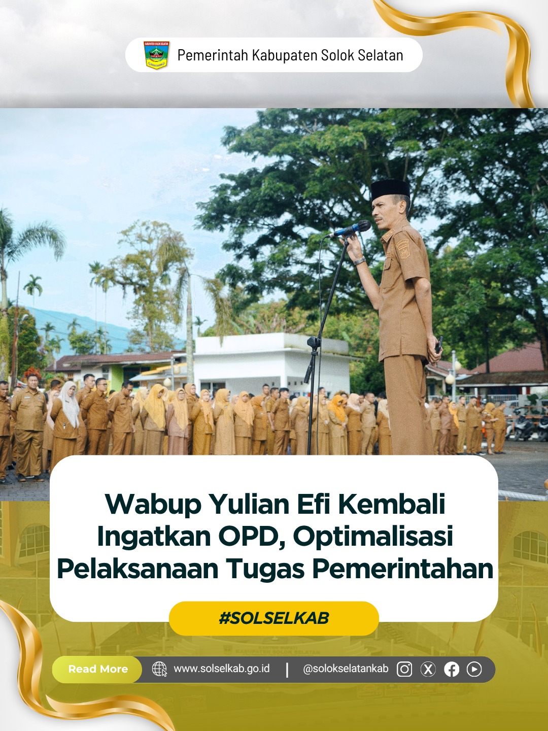 Wabup Yulian Efi Kembali Ingatkan OPD, Optimalisasi Pelaksanaan Tugas Pemerintahan