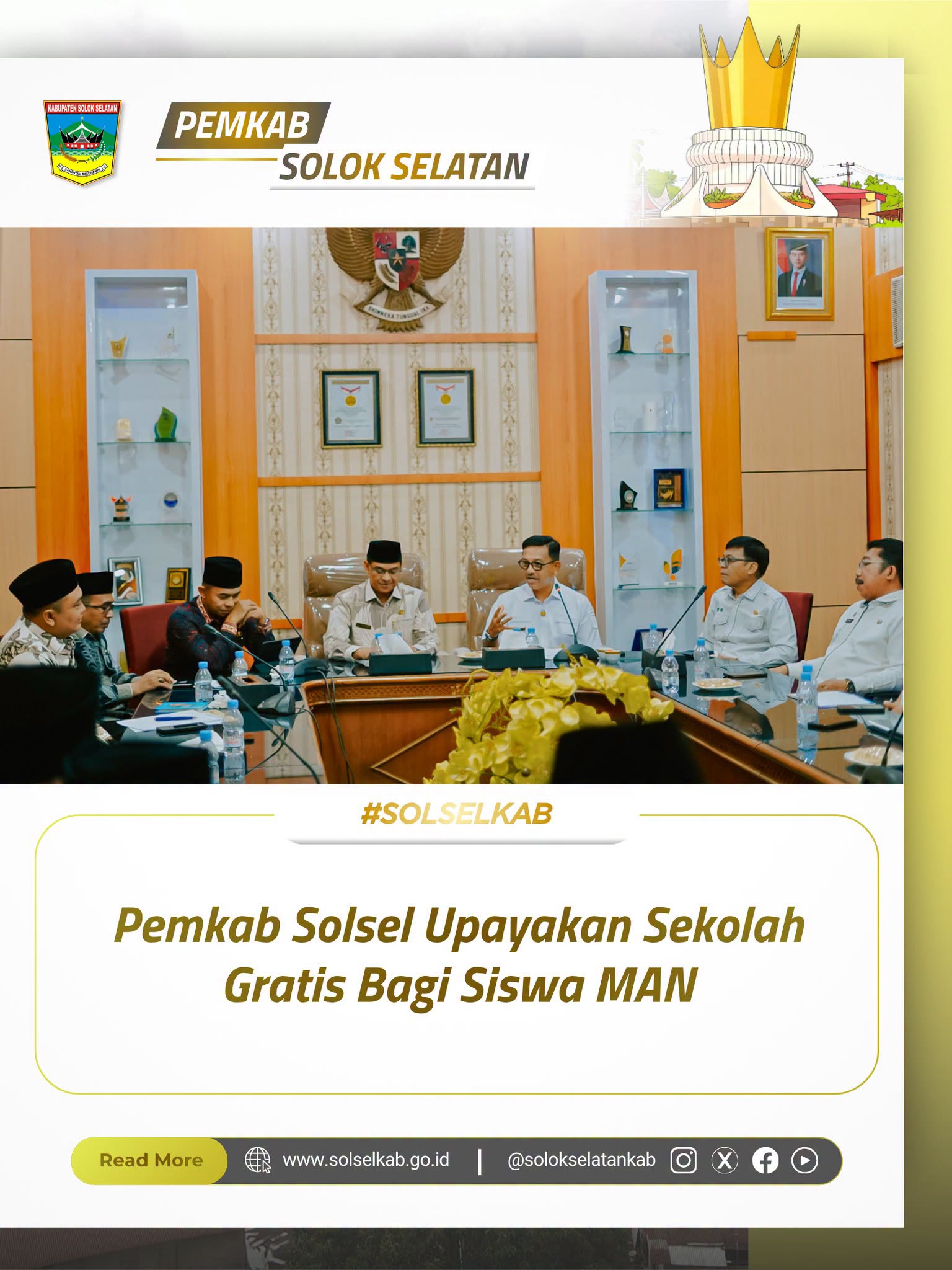 Pemerintah Kabupaten Solok Selatan Berencana berikan sekolah gratis untuk Madrasah Aliyah Negeri (MAN)