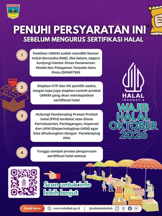 Seluruh usaha UMKM di Indonesia wajib memiliki sertifikat halal per 18 Oktober 2026