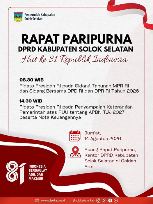 DPRD Kabupaten Solok Selatan menggelar Rapat Paripurna
