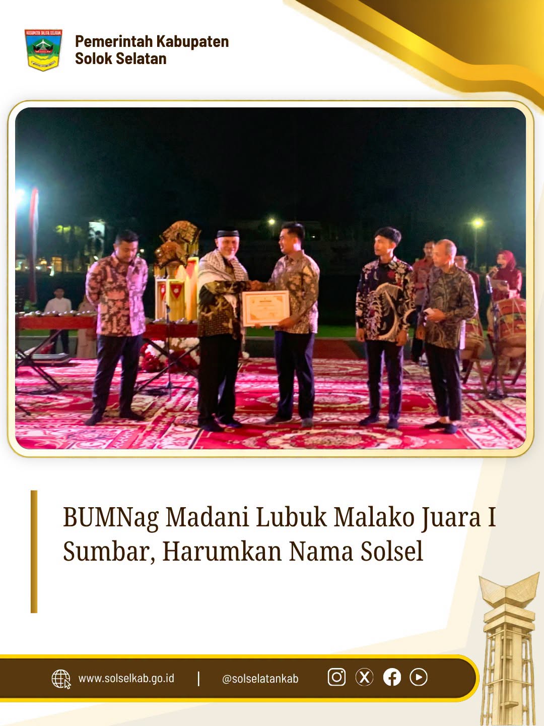 BUMNag Madani Lubuk Malako Juara I Sumbar, Harumkan Nama Solsel